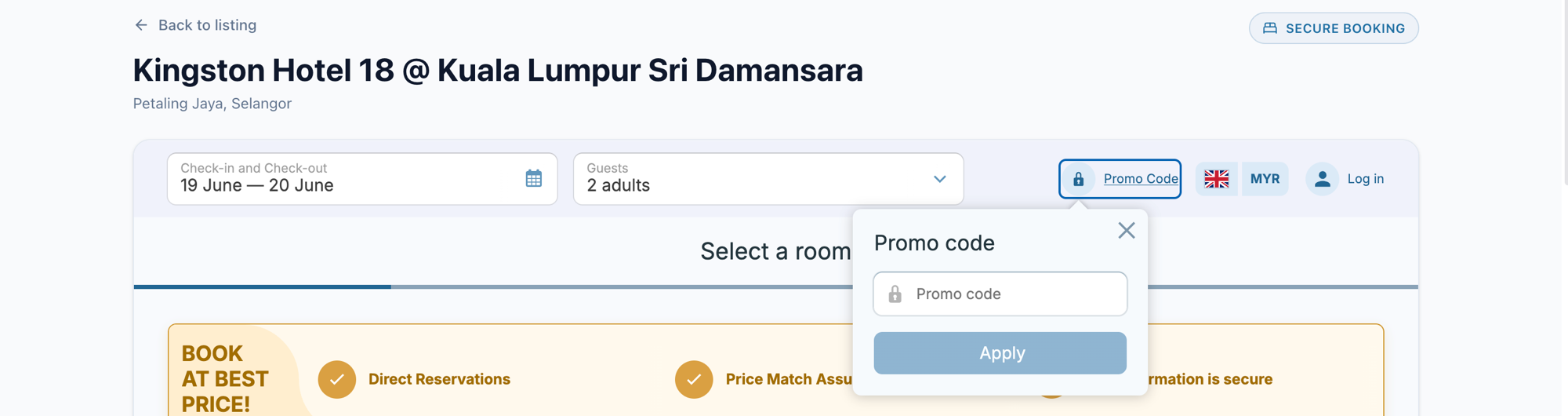 On the room page
