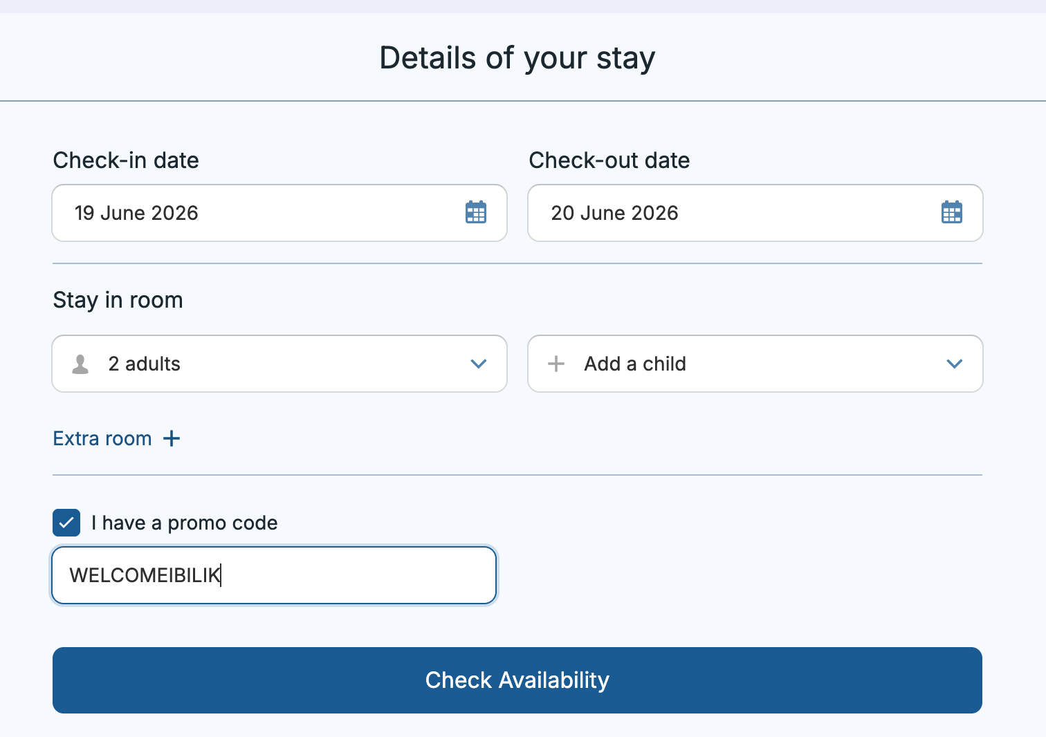 On the booking form